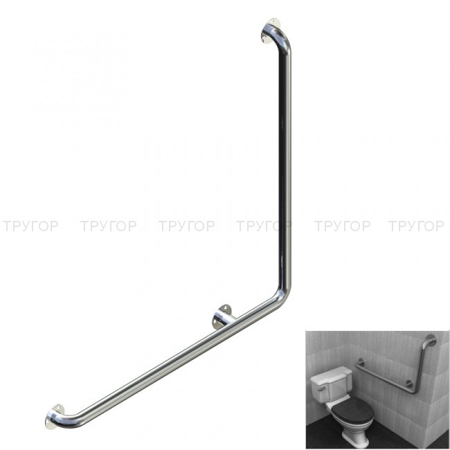 Поручень пристенный универсальный  серии Г, тип 6 D32 700х700 (правый) Поручень пристенный универсальный  серии Г, тип 6 D32 700х700 (правый)