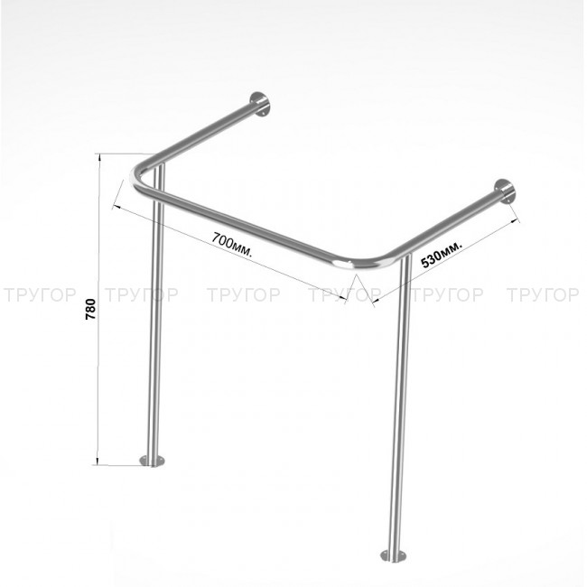 Поручень  для раковины серии П, тип 1 D32 (2 опоры)