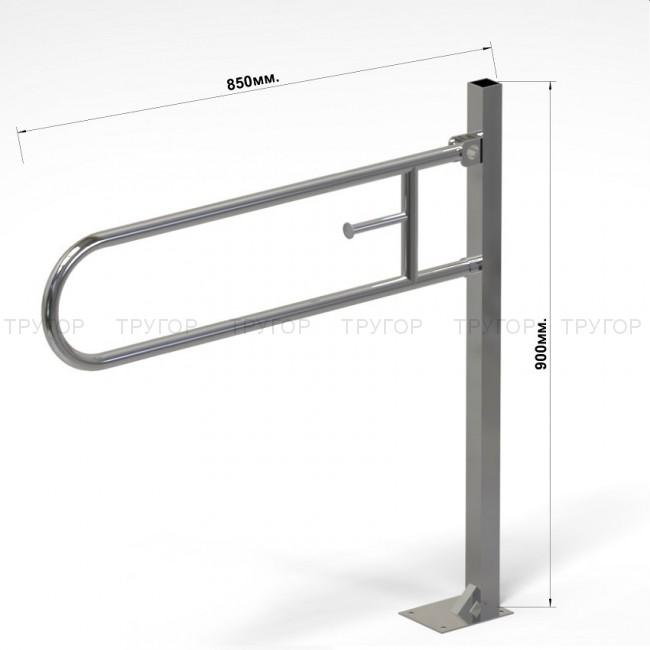 Поручень для унитаза откидной на стойке тип 1 L 850 с держателем для т/б D32 Поручень для унитаза откидной на стойке тип 1 L 850 с держателем для т/б D32
