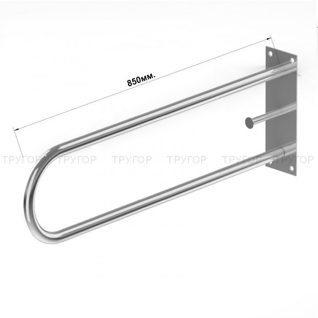 Поручень пристенный  для унитаза L 850 с держателем для т/б